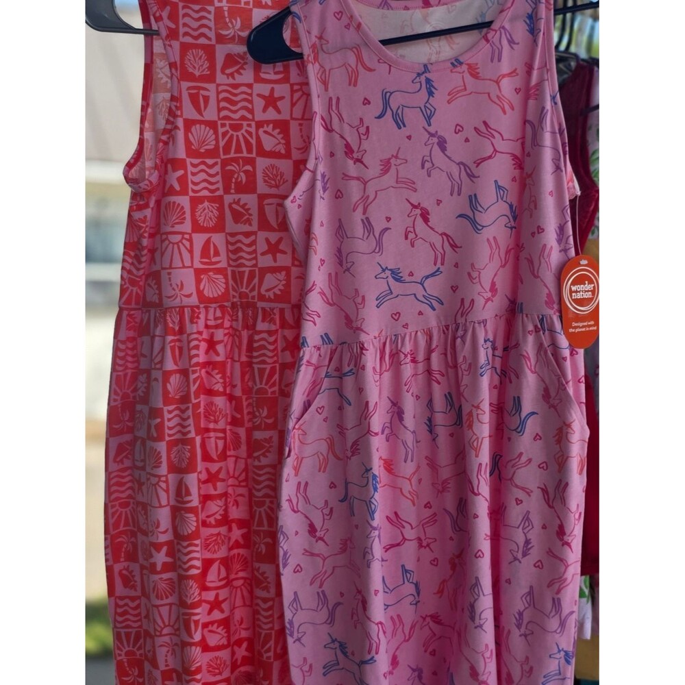 NWT wonder nation Pink Unicorn And Summer Print Tank Dress's (14-16) XL